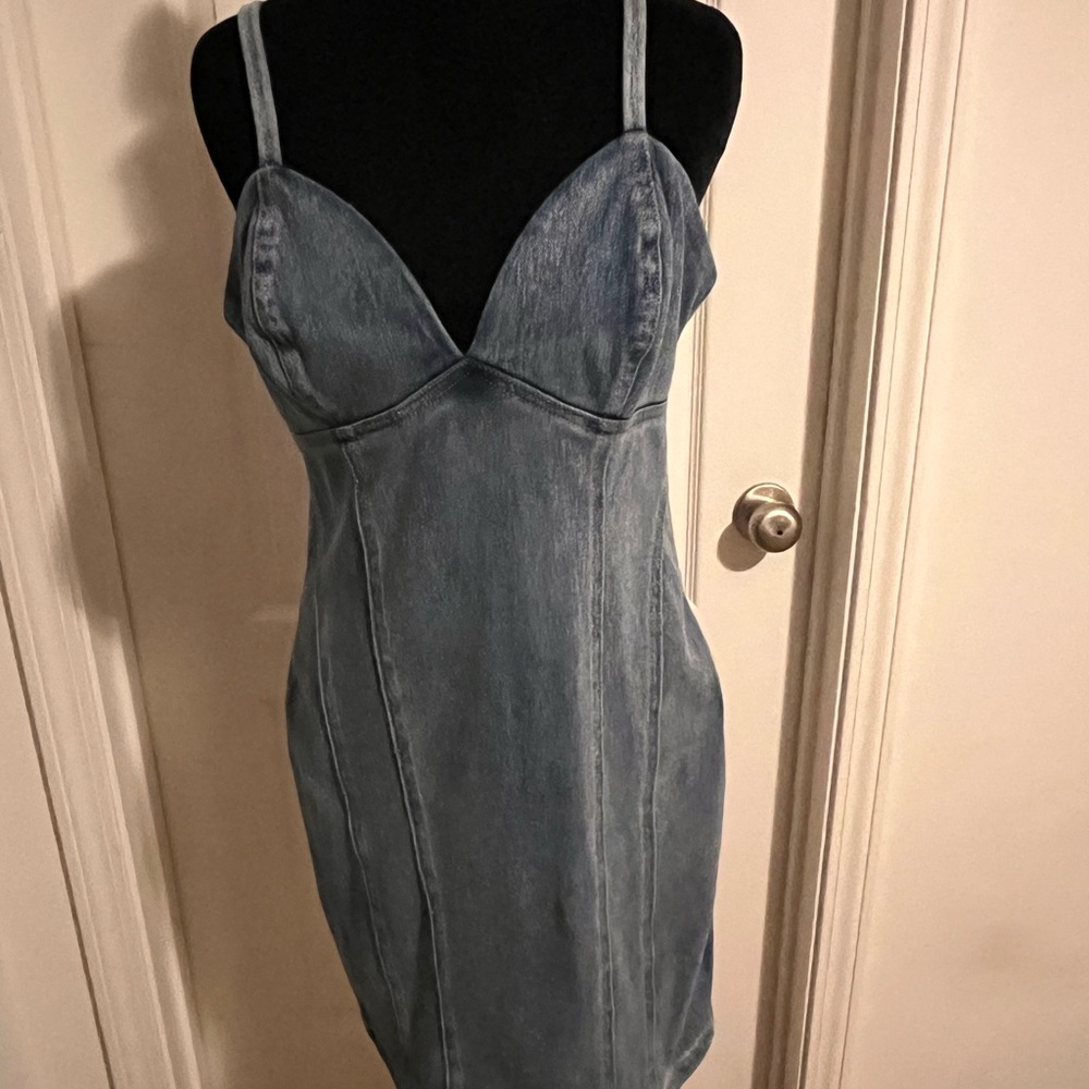 Guess Blue Sheath Mini Dress Spaghetti Strap
